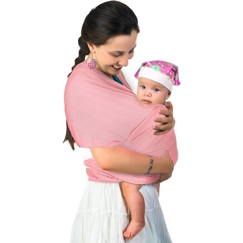Water Sling Baby Wrap Carrier for Summer Pool - Adjustable Shoulder Mesh Breathable Chest Sling Infant Carrier for Newborn to Toddlers Summer Pool Beach (Pink)