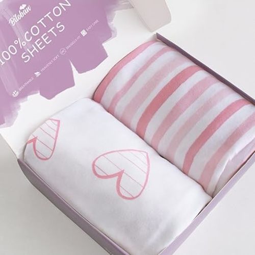 Bassinet Sheets Fit for Fodoss, Graco Travel Lite, AMKE (31''x 20"), Cloud Baby, RICUTON, Yacul and Simmons Kids Bassinet(not for Twins), 2 Pack, 100% Cotton Breathable and Soft, Pink Print