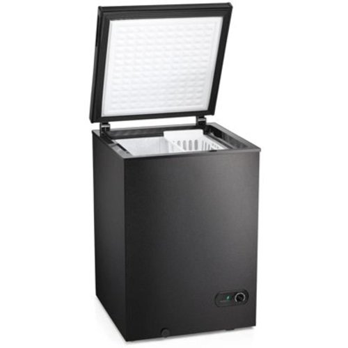 KNDKO 3.5 cu.ft Compact Chest Freezer, Mini Freezer with Adjustable Temperature, 2 Removable Baskets, Top Open Door, Energy Saving, Black