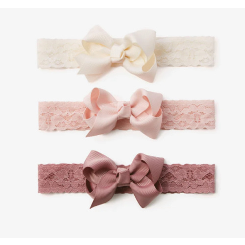 Mauve Lace Baby Girl Headbands 3pk – Elegant Baby