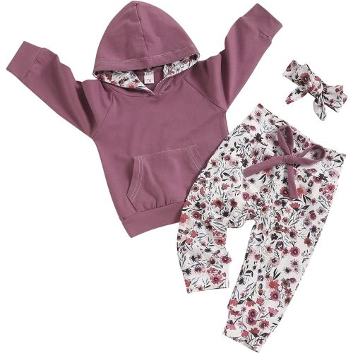 oklady Toddler Girl Clothes Infant Baby Girl Clothes Hoodie Tops Newborn Baby Girl Outfits - Purple-flower - 12-18 Months