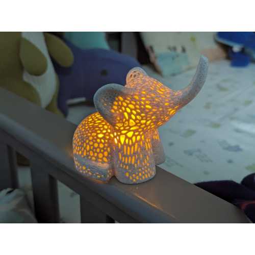 Boho Elephant Accent Lamp | Geometric Nursery Night Light, Battery/USB, Wildlife Home Decor