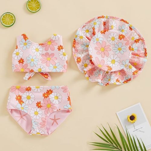 Mubineo Toddler Baby Girl Cute 2PCS Bathing Suit Beach Sets Bikini Swimsuit Set Bowknot Swimwear