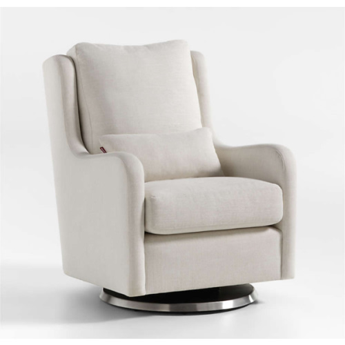 Milo Cream Nursery Swivel Glider Chair with Silver Base