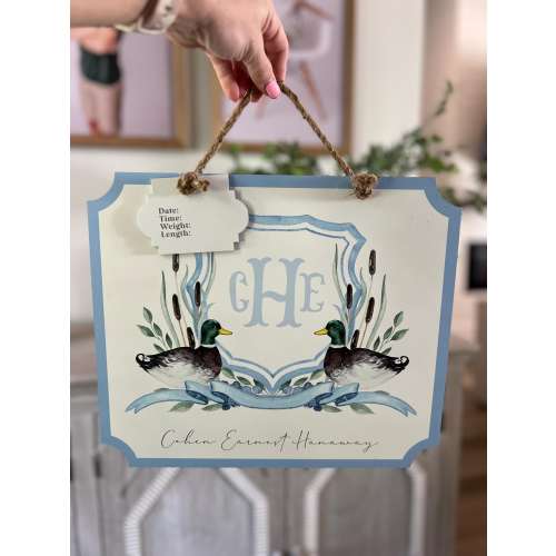 Baby Boy Hospital Birth Stat Sign | Hospital Door Hanger | Newborn Door Hanger | Hospital Baby Sign for Baby Girl | Mallards & Hunting