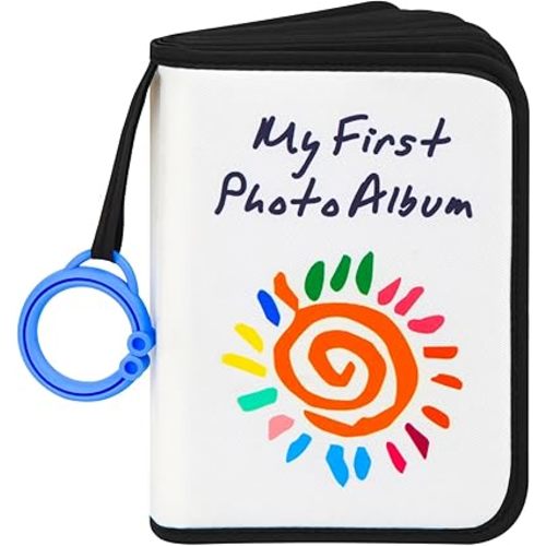 Baby's My First Family Album Holds 21 4x6 Photos, Baby Sun Photo Album Soft Cloth Family Book,My First Photo Book for Baby or Toddlers,Cute Book Gift for Babies Shower Newborns Family Photos(Black)