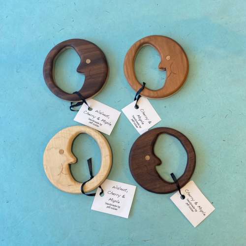 Handmade Wooden Teether -moon and ring