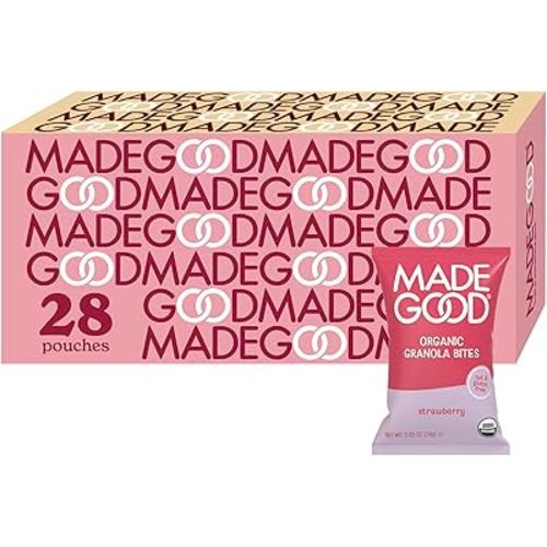 MadeGood Strawberry Granola Minis, 28 Count, Gluten Free and Organic Snacks
