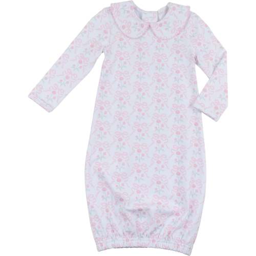 Pink Flower And Bow Knit Baby Gown – Cecil & Lou