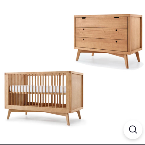 Mid-Century Retro Crib and Chest Set | Solid Wood Crib – Simply Nursery