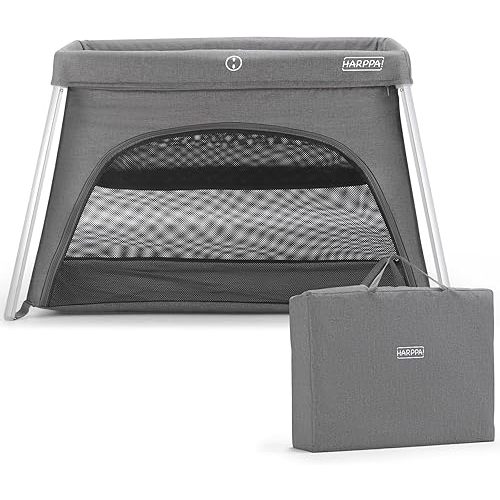 HARPPA Travel Crib with Comfy Mattress, Lightweight Portable Crib Requires No Assembly, Foldable Pack and Play