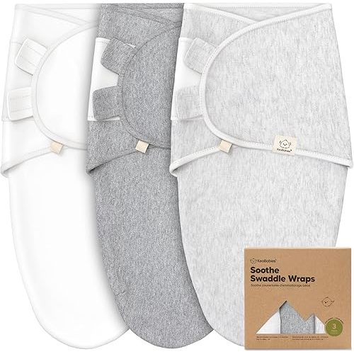 3-Pack Organic Baby Swaddle Sleep Sacks - Swaddles for Newborns, Infant 3-6 Months, Baby Girls, Boys, Soft & Snug Newborn Sleep Sack, Nursery Swaddling Blankets (Cloud, L)