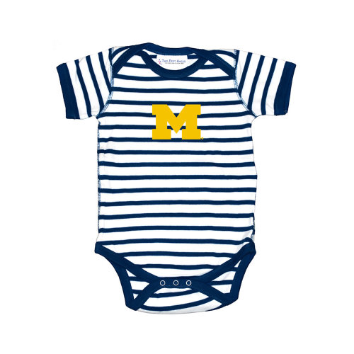 Michigan Wolverines Baby Navy Blue Skylar Short Sleeve One Piece