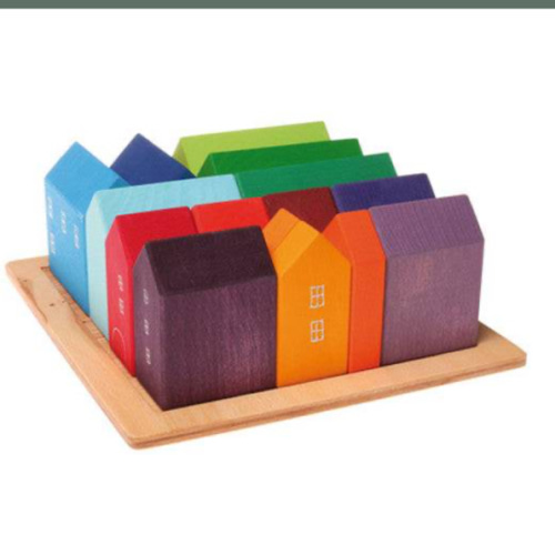 Wooden Buildings Blocks Set | City, Town & Village | Grimm's, Spiel & Holz | Small Houses