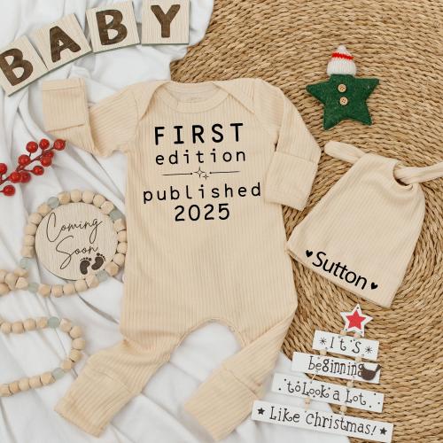 First Edition Published 2025, Vintage Book Baby Bodysuit, Set Baby Outfit, Baby Shower Gift, Baby Announcement, Pregnancy announce