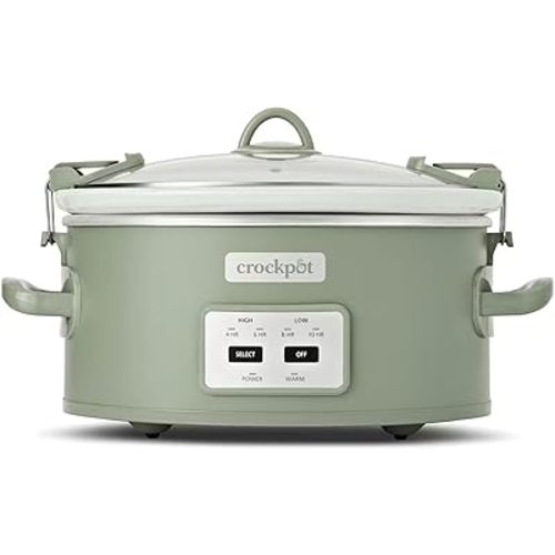 Crock-Pot Locking Lid 6qt Cook and Carry Programmable Slow Cooker, Green