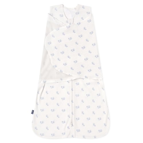 HALO SleepSack swaddle, 100% cotton, Blue Floral Vintage Stripe, SM, 3-6M - small