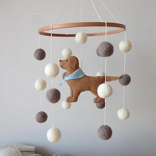 Baby Crib Mobile for Boys Girls Dog Mobile Baby Mobile for Crib Mobile for Bassinet with Felt Ball