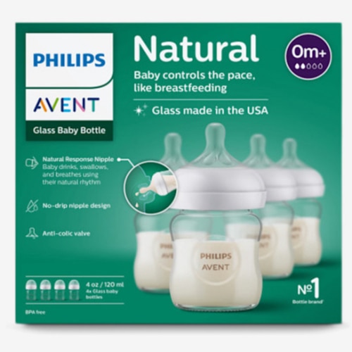 Philips Avent Glass Natural Baby Bottle with Natural Response Nipple - 4 Oz, 4