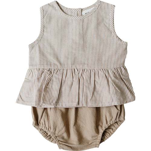 Tan Stripes Peplum Set – Mebie Baby