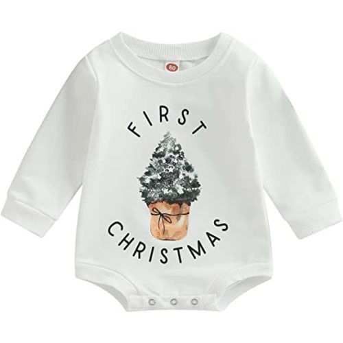 Kuriozud Newborn Baby Boy Girl Bubble Romper Funny Letter Long Sleeve Oversized Sweater Tops Fall Winter Clothes