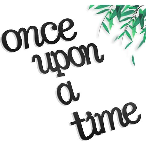 Jetec Once Upon a Time Sign Nursery Decor Wall Decal Wood Words Wall Decor for Family Bookshelf, Reading Corner, Daycare, Classroom Baby Shower Christmas Birthday Gift for Kid's Toddler's Room Decor