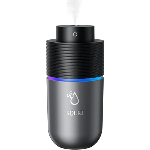 Car Humidifier With Colorful LED Night Light,USB Plug-in 300ml Cool Mist Humidifiers for Bedroom/Office/Desktop/Travel,Super Quiet Portable Mini Humidifier for Home,2 Mist Modes(Grey)
