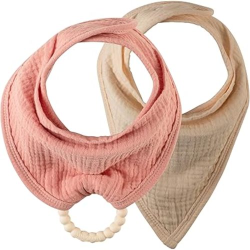 Dr. Brown's Muslin Bandana Bibs with Snap-On Removable Beaded Teether