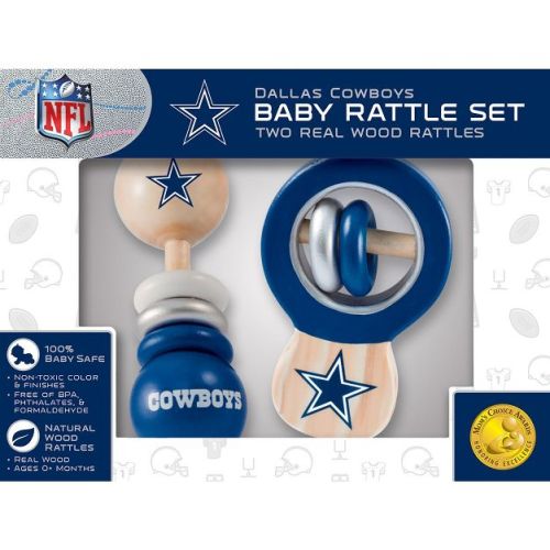 Baby Fanatic Wood Rattle 2 Pack - Nfl Dallas Cowboys Baby Toy Set