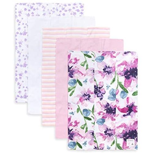 Burt's Bees Baby - Burp Cloths, 5-Pack Extra Absorbent 100% Organic Cotton Burp Cloths (Watercolor Daylily) (LY27007-LLM-OS-H)