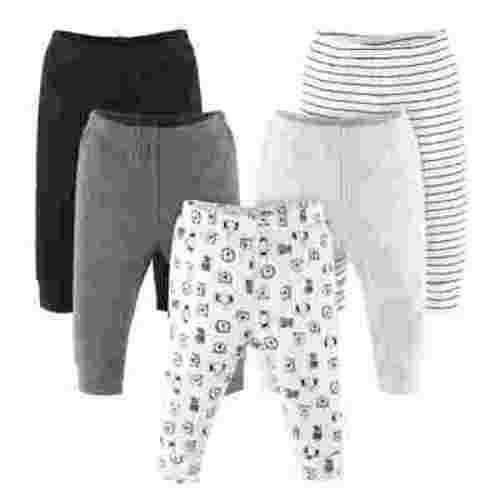 The Peanutshell Baby Boy or Baby Girl Pants Set, 5 Pack, Grey Safari Animals