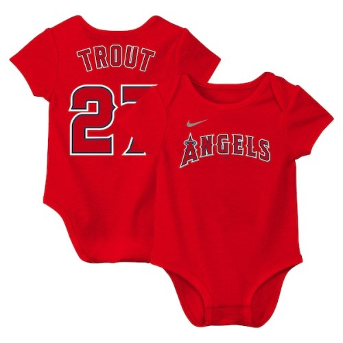 Newborn & Infant Los Angeles Angels Mike Trout Nike Red Fuse Name & Number Bodysuit