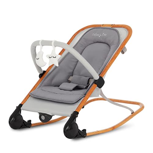 Dream on Me Rock With Me 2-in-1 Baby Rocker and Stationary Seat, Infant Rocker with Removable Toy Bar, Soothing Music & Vibration, 0-6 Months, Up to 20 Lbs