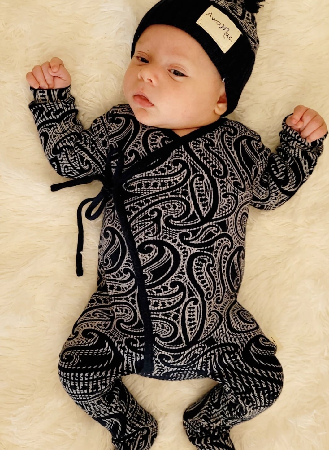 Basics ribbed knit Onesie- The wolf- Midnight