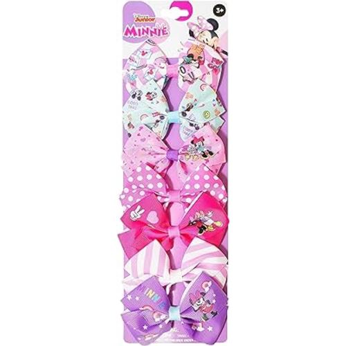 Disney Minnie Mouse Hair Bows - Hair Accessories Gift Set - Minnie Hair Bow - 7 Pcs 4 Inch Bundle - Hair Bows for Girls - Minnie on each clip - Alligator Clip - Ages 3 +