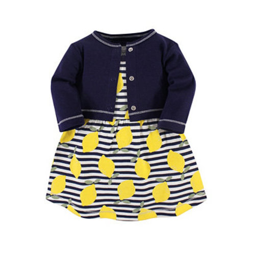 Baby Girls Baby ganic Cotton Dress and Cardigan 2pc Set, Lemons