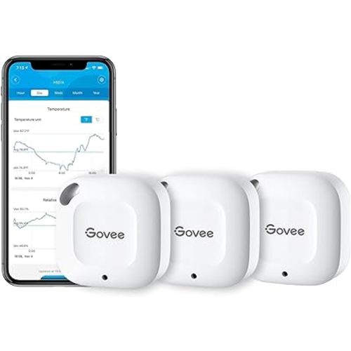 Govee Bluetooth Hygrometer Thermometer, Wireless Thermometer, Mini Humidity Sensor with Notification Alert, Data Storage and Export, 262 Feet Connecting Range, 3 Pack