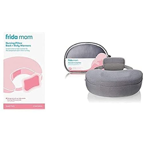 Frida Mom Adjustable Nursing Pillow with Nursing Pillow Back + Belly Warmers - for Mom + Baby Comfort During Nursing + Pumping