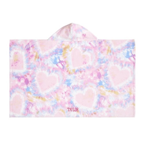 Heart Tie-Dye Kid Beach Hooded Towel UPF 50+
