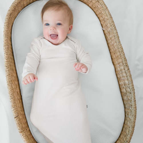 White Sand Ribbed Infant Gown