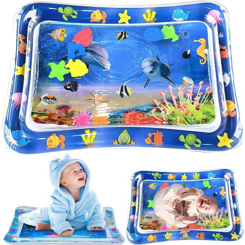 Meidong Tummy Time Baby Water Mat, Inflatable Infant Toys,3 6 12 Months, BPA-Free Newborn Gift