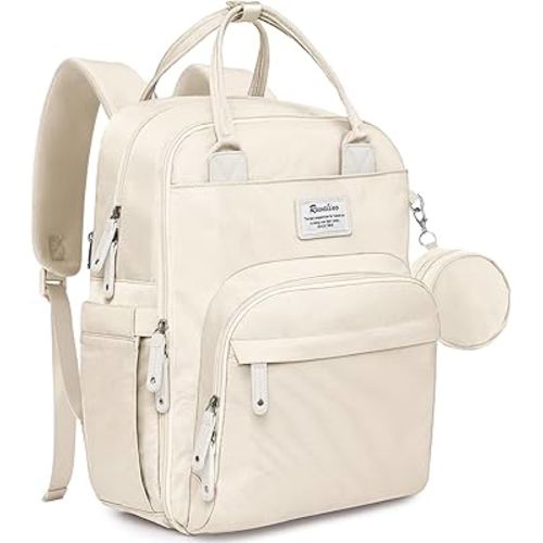 RUVALINO Large Capacity Diaper Bag Backpack Baby Travel Bag, Beige