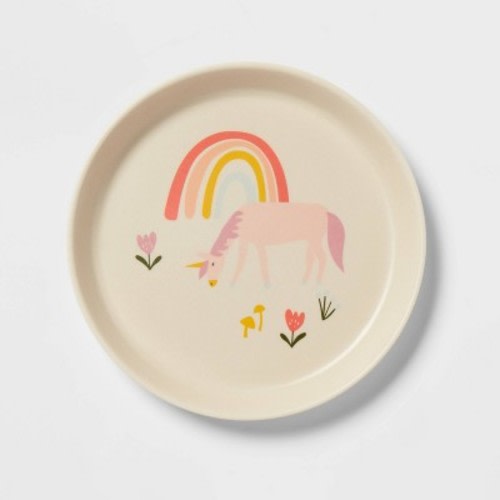 Kids' Bamboo Melamine Plate Unicorn - Pillowfort™: Toddler Dining, Dishwasher-Safe, Animal Theme