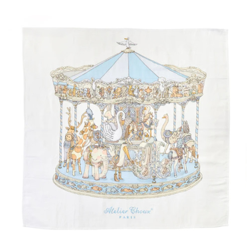 Atelier Choux Carré – Blue Carousel Swaddle | Caitlin Wilson