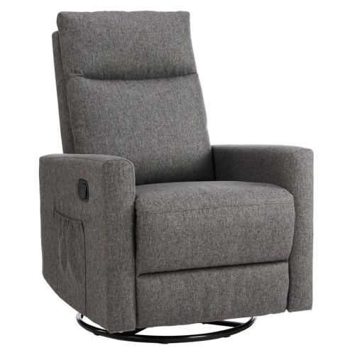 Bestier Recliner Chair, 360 Swivel Rocker Chair for Adults, Upholstered Glider Rocker Recliners with High Back, Nursery Chairs for Living Room, Grey