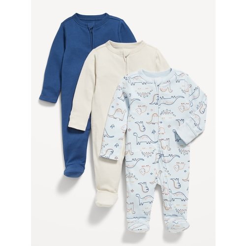 Unisex 2-Way-Zip Sleep & Play Footed One-Piece 3-Pack for Baby, 0-3 months