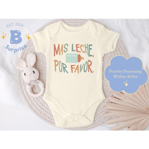 Más Leche Por Favor Baby Onesie® - Bilingual Bodysuit & Funny Infant Outfit - Spanish Baby Shower Gift