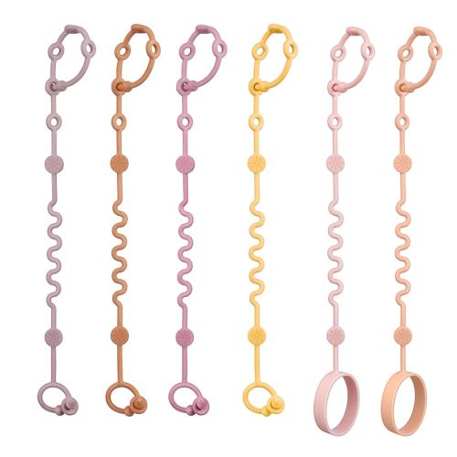 Toy Straps for Baby, 6pcs Adjustable Toy Holder for Stroller Accessories, Silicone Baby Tether Pacifier Clip, No Throw Baby Travel Essential Leash for High Chair, Car Seat