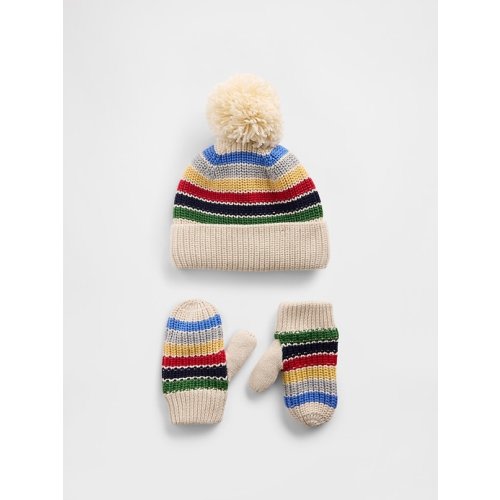 Baby & Toddler Pom Beanie & Mittens Set