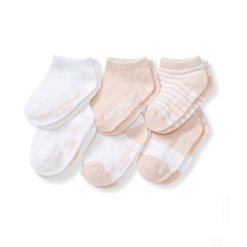 Solid and Stripes Organic Cotton Baby Ankle Socks 6 Pack Ranunculus